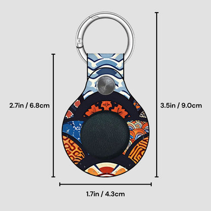 Keychain with colorful pattern and measurements on a gray background | Casenari