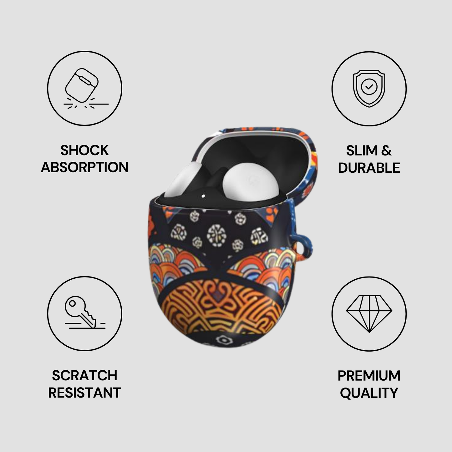 Colorful shoe with features labeled on a gray background | Casenari