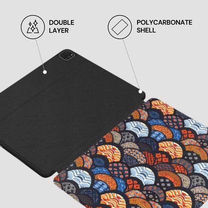 Tablet case with double layer and polycarbonate shell features on a light gray background | Casenari