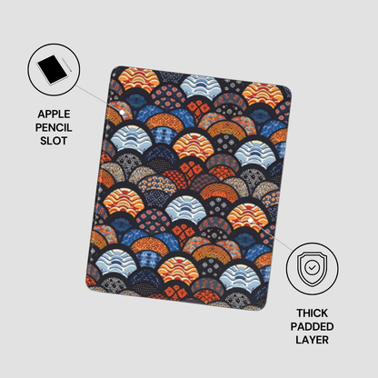 Patterned case with Apple Pencil slot and thick padded layer on a light gray background | Casenari