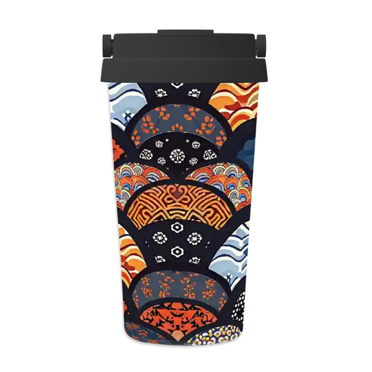 Travel Mug colorful wave and abstract pattern on a white background | casenari
