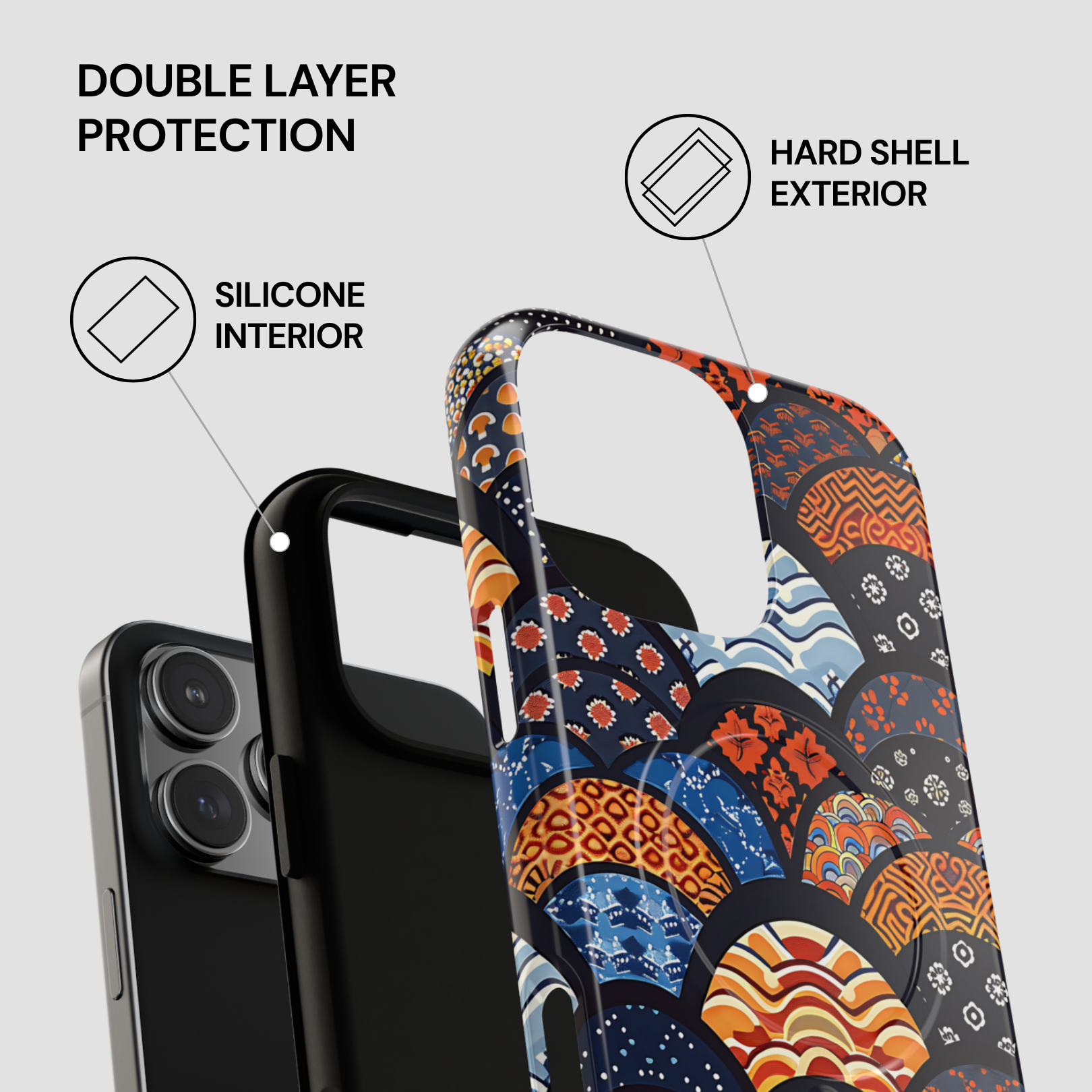 Phone case with double layer protection features on a white background | Casenari