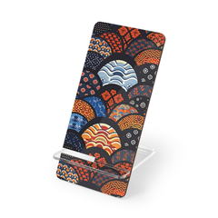Phone stand with colorful geometric pattern on a white background | Casenari
