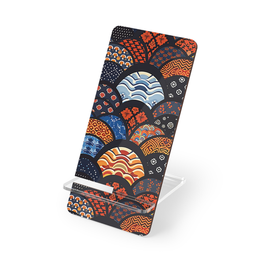 Phone stand with colorful geometric pattern on a white background | Casenari