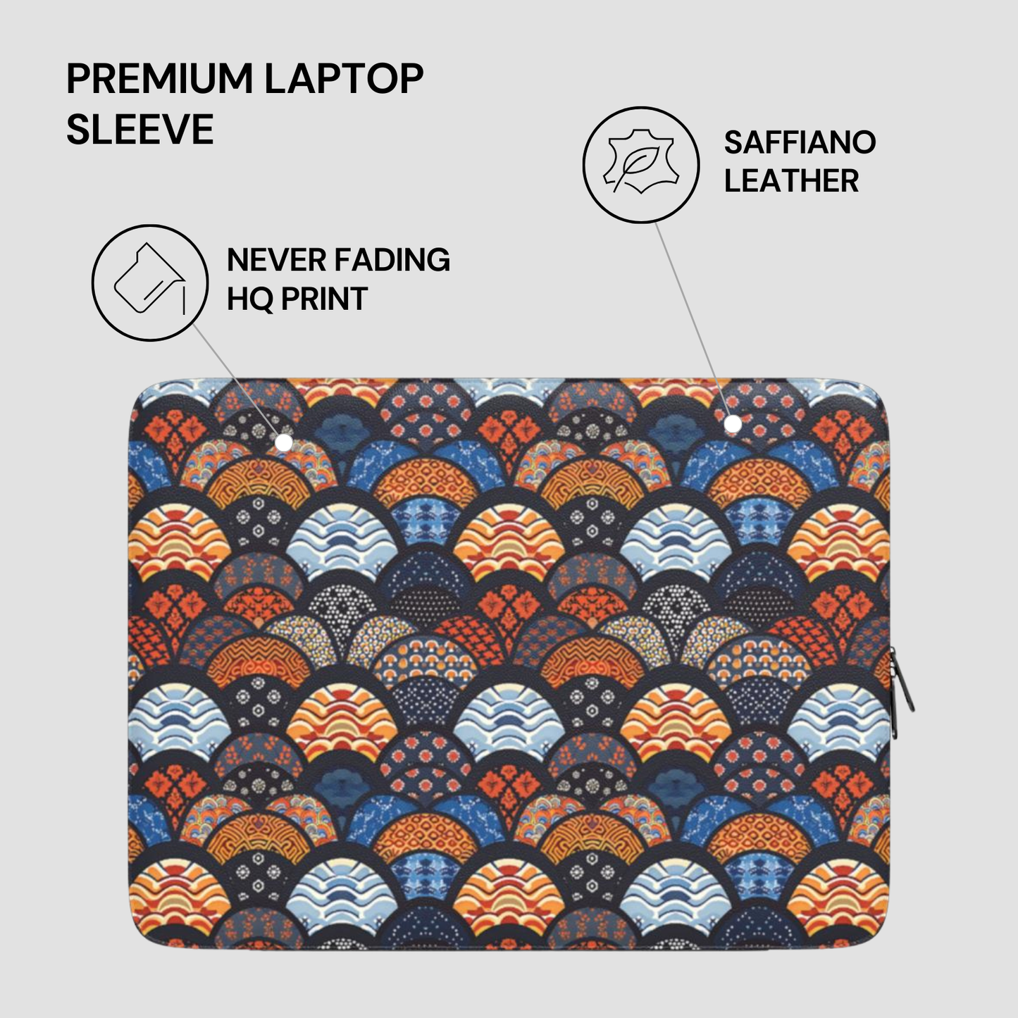 Laptop sleeve with geometric pattern on a light gray background | Casenari