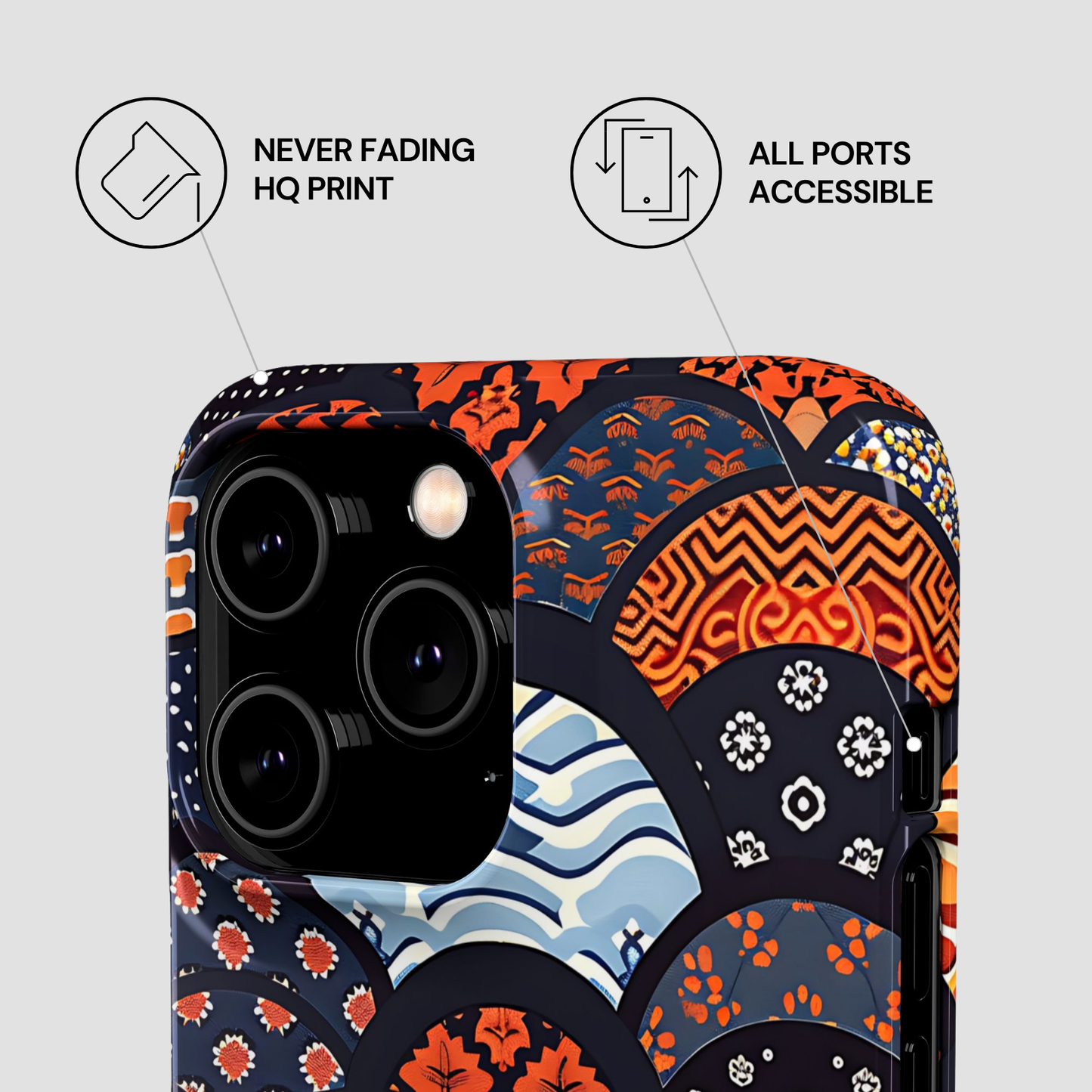 Phone case with colorful design on a light gray background | Casenari