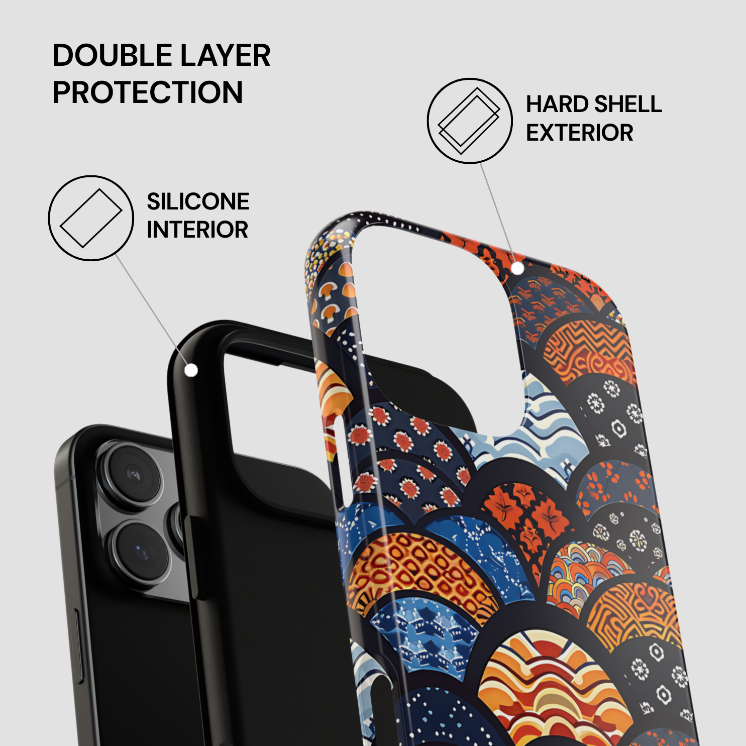 Phone case with double layer protection features on a white background | Casenari