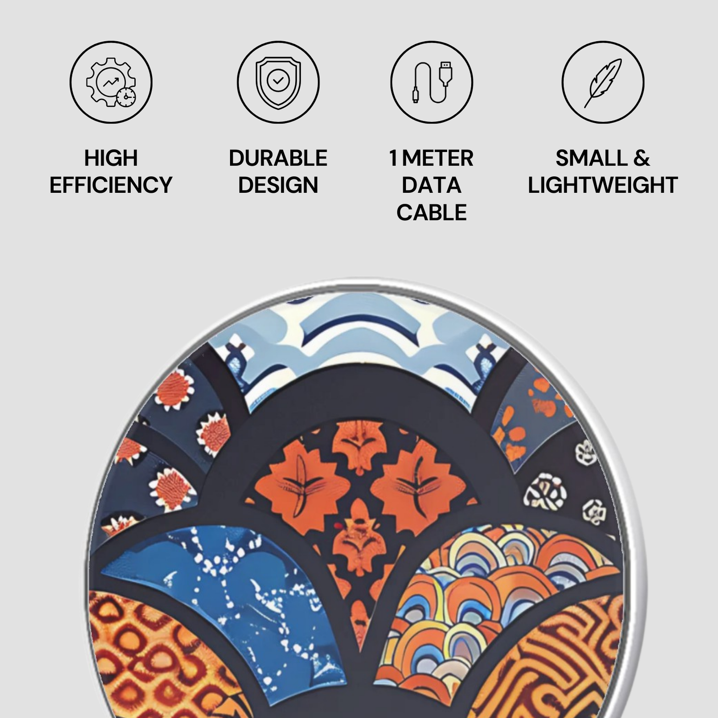 Colorful product with design features labeled on a gray background | Casenari