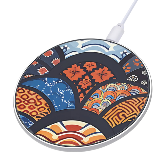 Wireless charging pad with colorful abstract design on a white background | Casenari