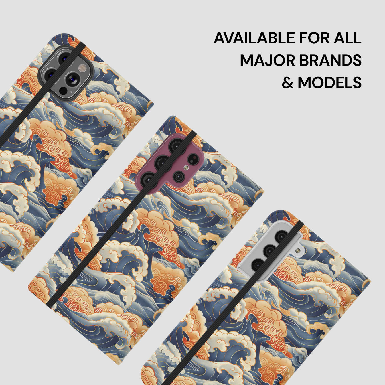 Phone case with wave design on a white background