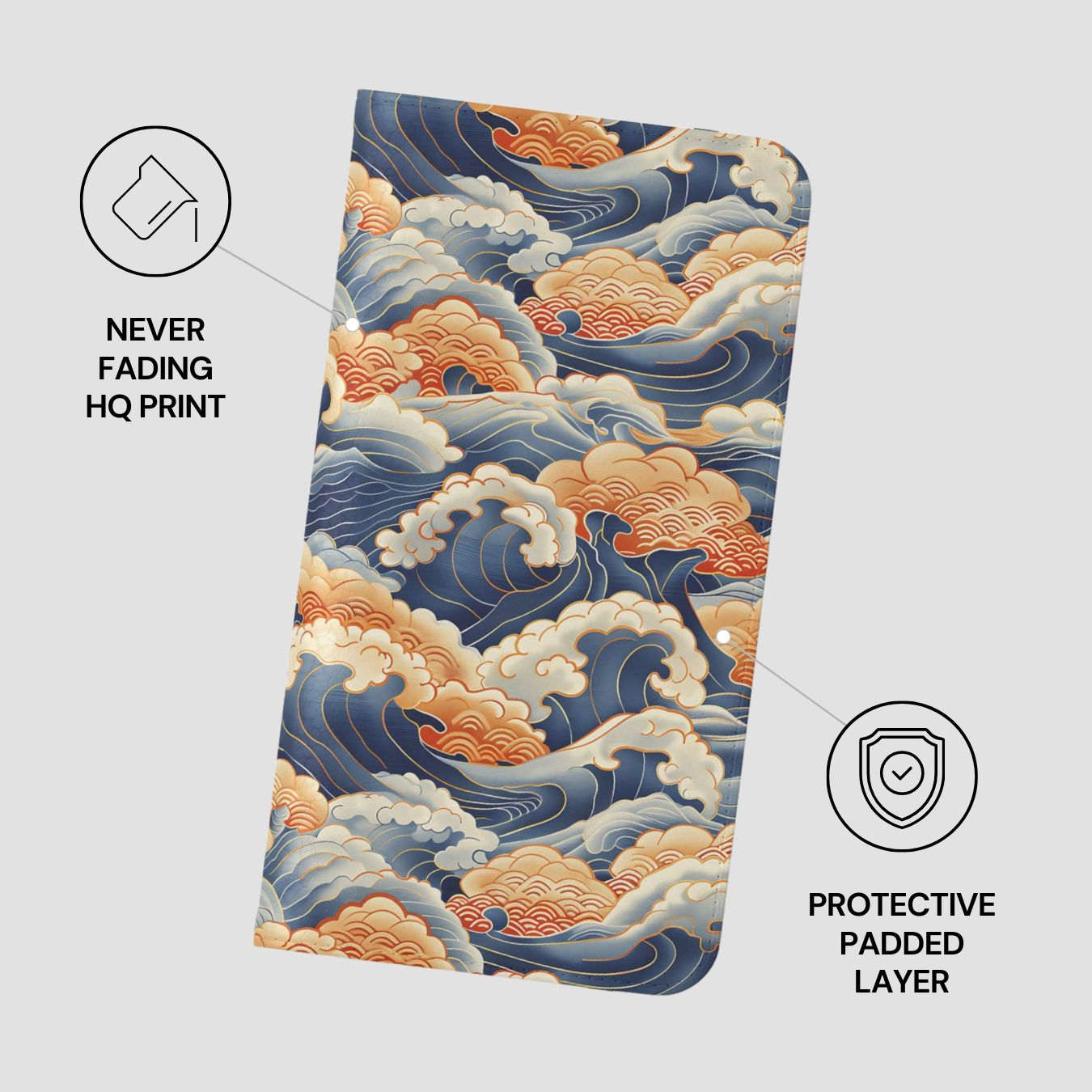 Product with wave pattern design on a light gray background
