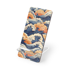 Phone stand with wave design on a white background