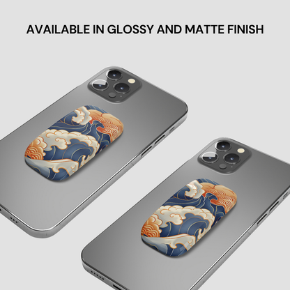 Two phone cases with a decorative design on a gray background, text indicating finish options. | Casenari