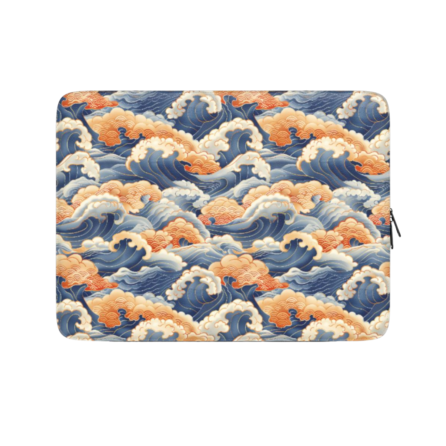 Laptop sleeve with wave pattern on a white background