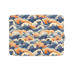 Laptop sleeve with wave pattern on a white background