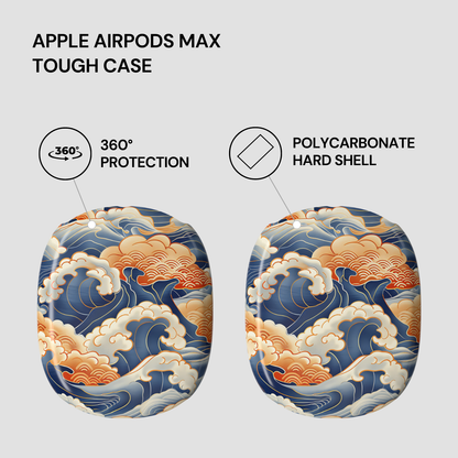 Apple AirPods Max tough case with wave design on a light gray background