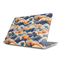 Laptop with a wave patterned cover on a white background