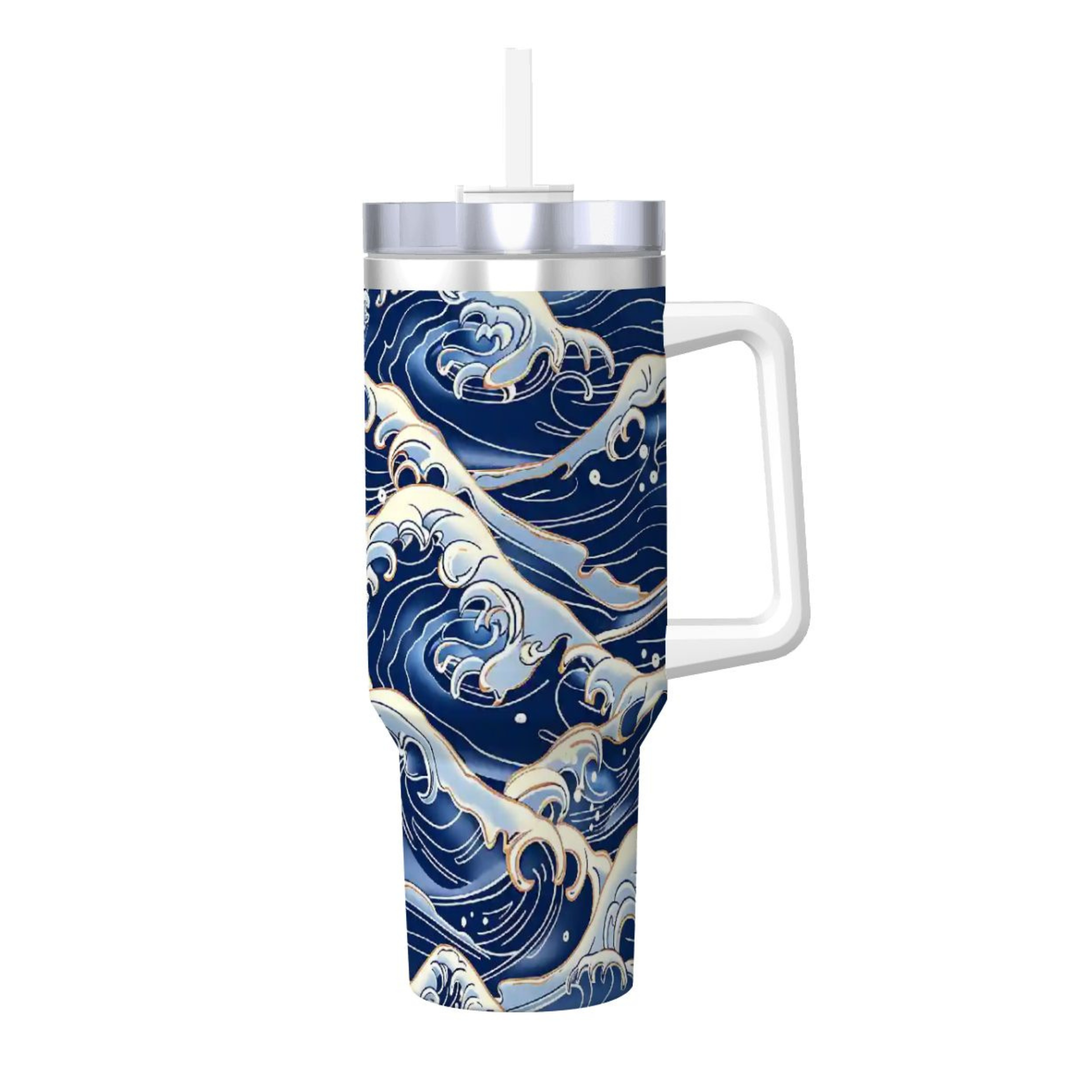 Tumbler with wave design and handle on a white background | casenari
