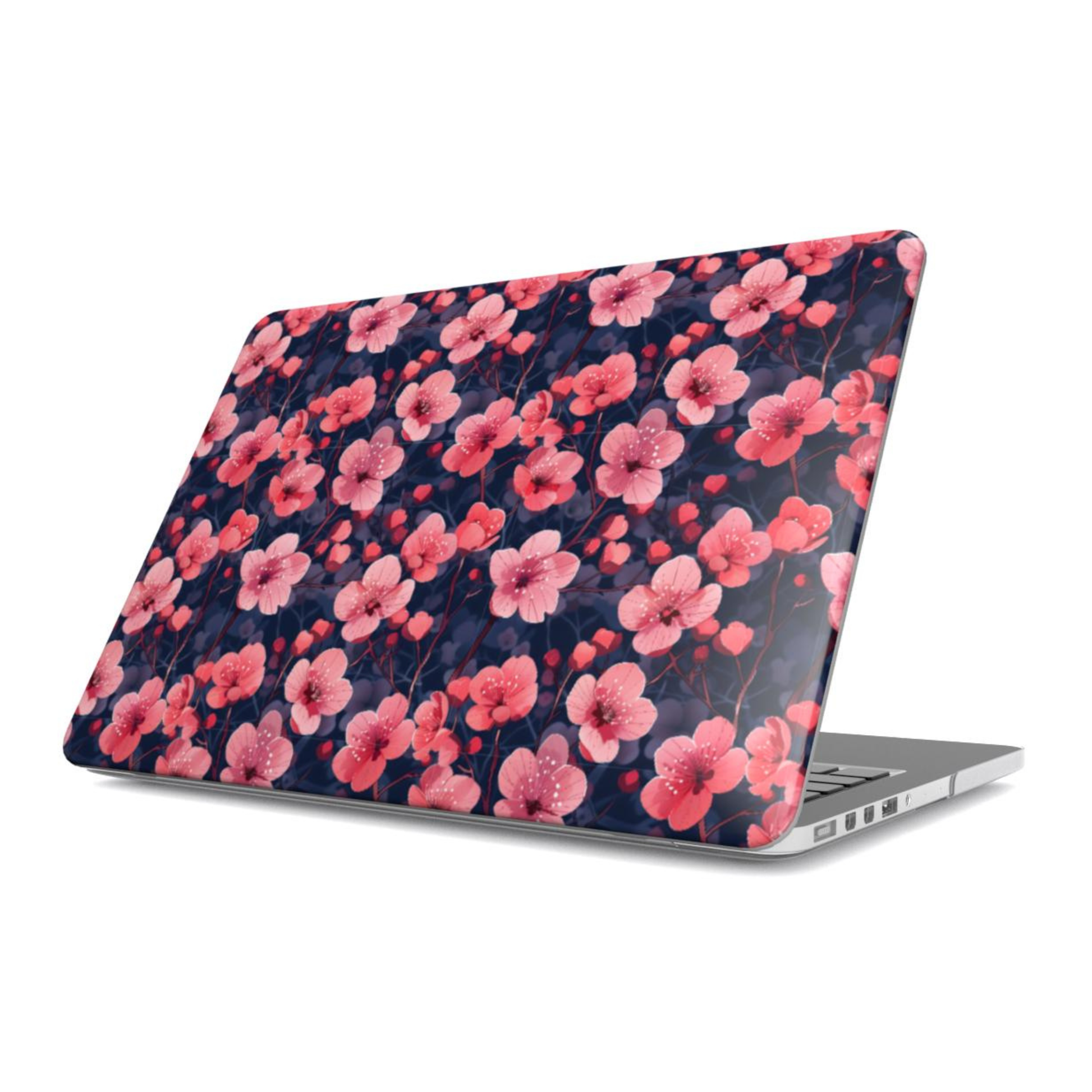 Laptop with a floral design on a white background