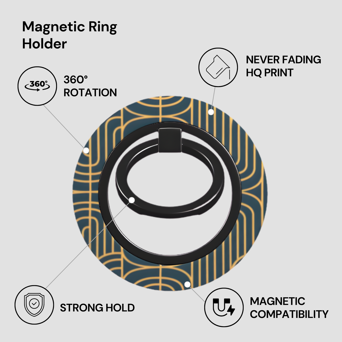 Gold on Teal | Magnetic Ring Holder