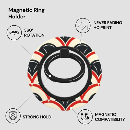 Magnetic ring holder with Union Jack design on a gray background