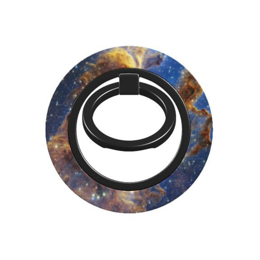 Phone ring holder with galaxy design on a white background