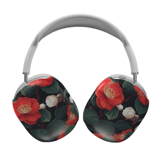 Headphones with floral design on a white background