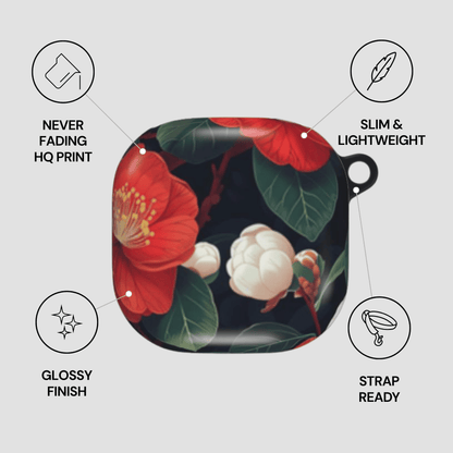 Floral design product with features listed on a light gray background