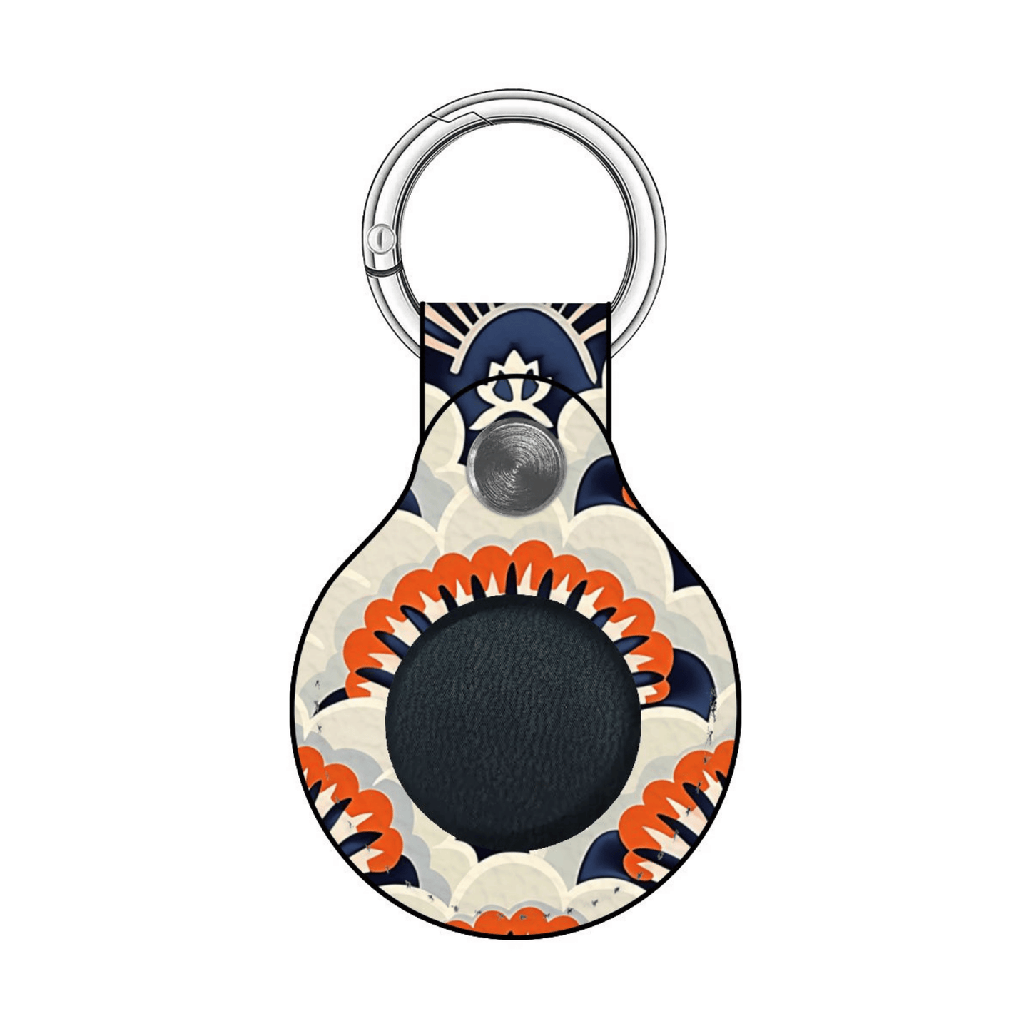 Decorative keychain with floral pattern on a white background