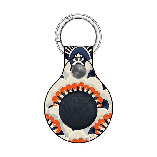 Decorative keychain with floral pattern on a white background