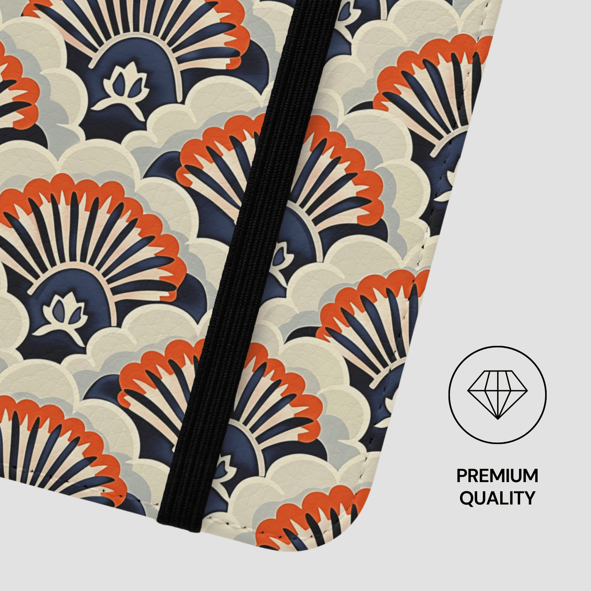 Patterned product with decorative design and 'Premium Quality' label.