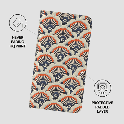 Patterned product with protective padding features on a white background