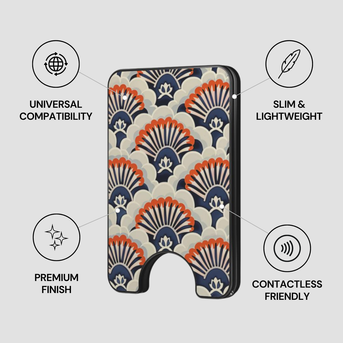Midnight Crest Magnetic Wallet showing secure design, premium quality, and impact resistant features