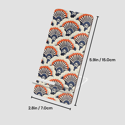 Patterned product with measurements on a light gray background