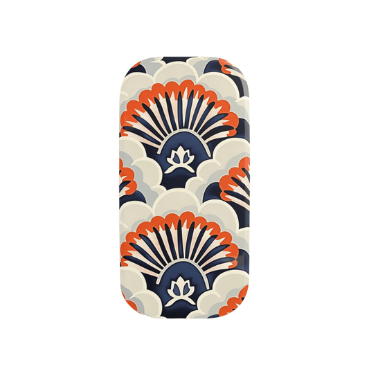 Phone case with geometric floral pattern on a white background