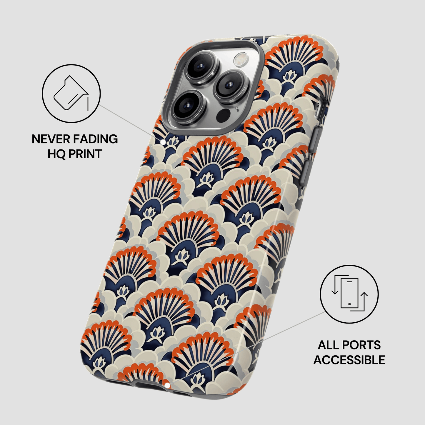 Phone case with decorative pattern on a white background