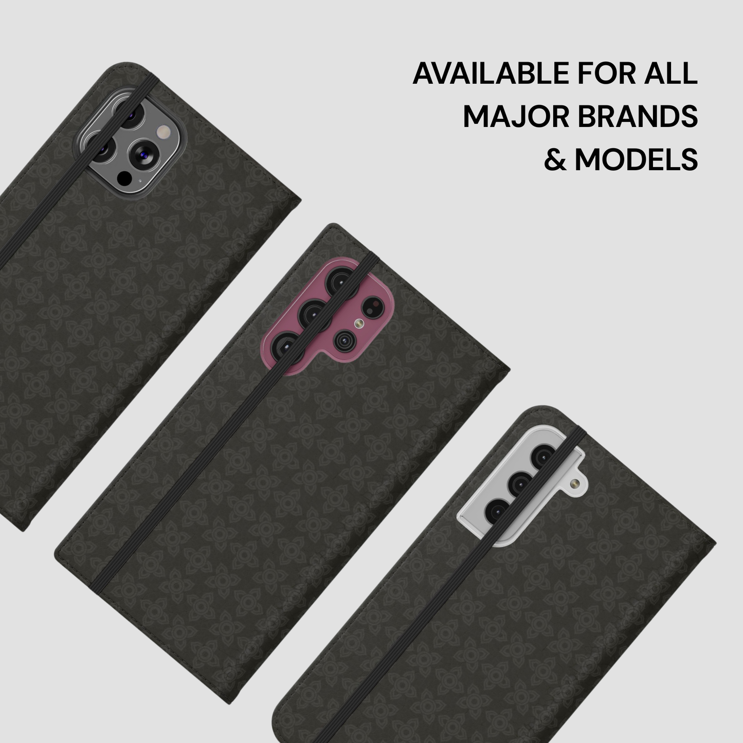 Phone case with cherry pattern on a gray background