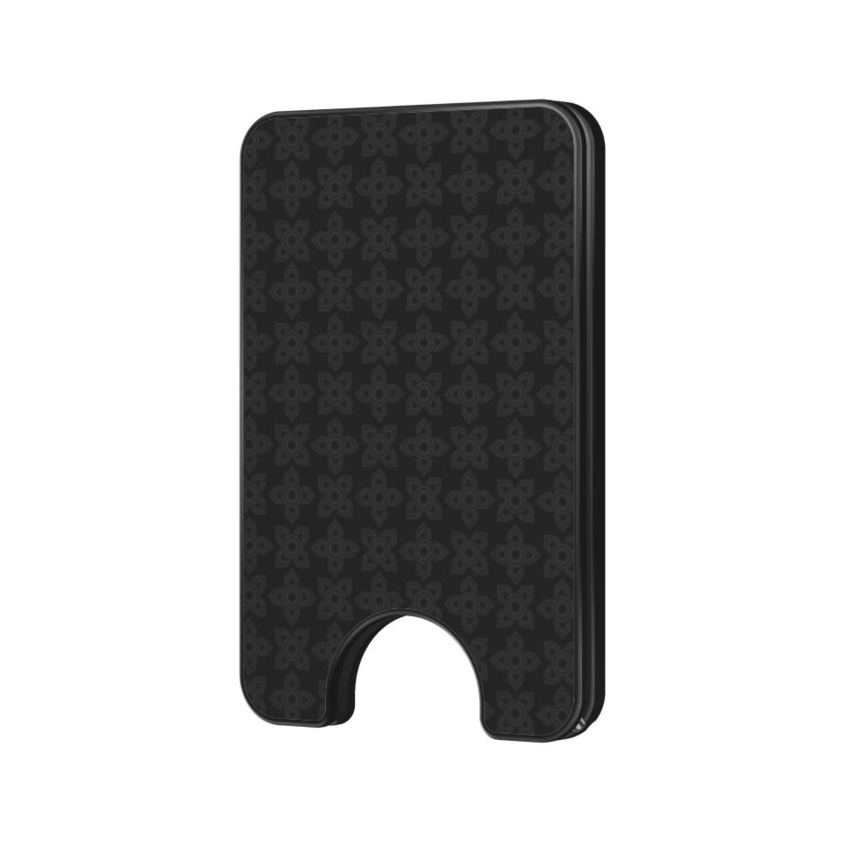 Midnight Emblem Magnetic Wallet with a tonal black emblem pattern