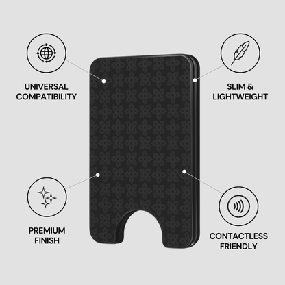 Midnight Emblem Magnetic Wallet showing secure design, premium quality, and impact resistant features