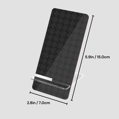 Yoga mat with a colorful paisley pattern and measurements on a light gray background