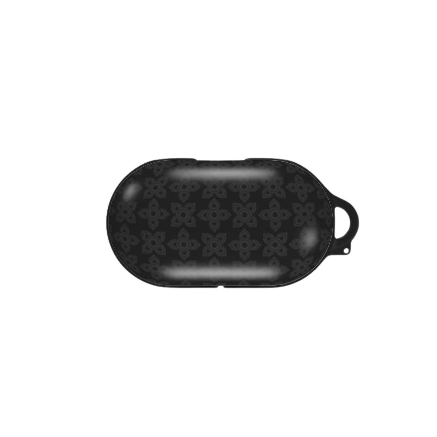 Black case with geometric pattern on a white background