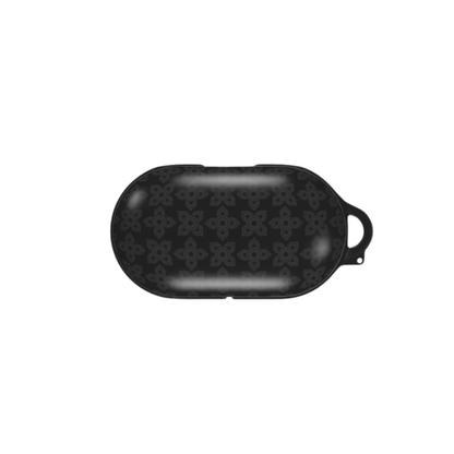 Black case with geometric pattern on a white background