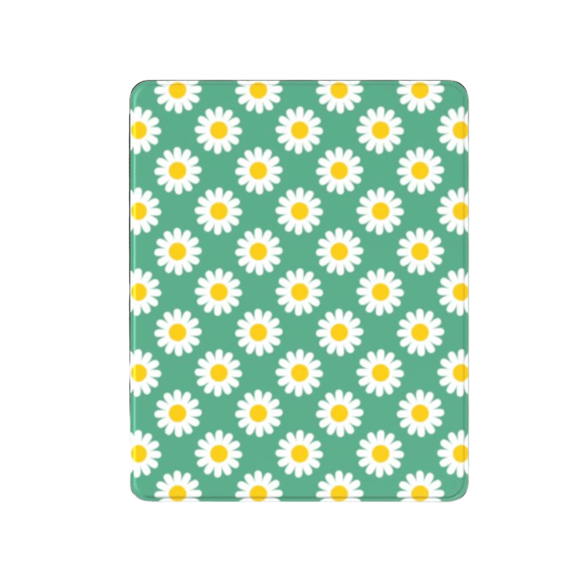 Notebook with daisy pattern on a green background