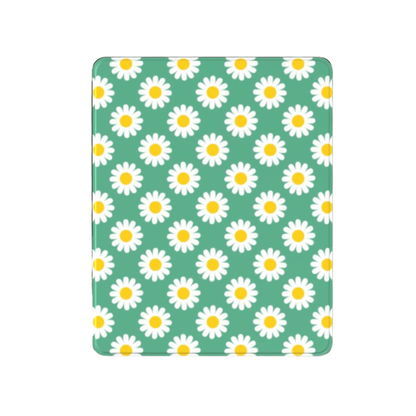Notebook with daisy pattern on a green background