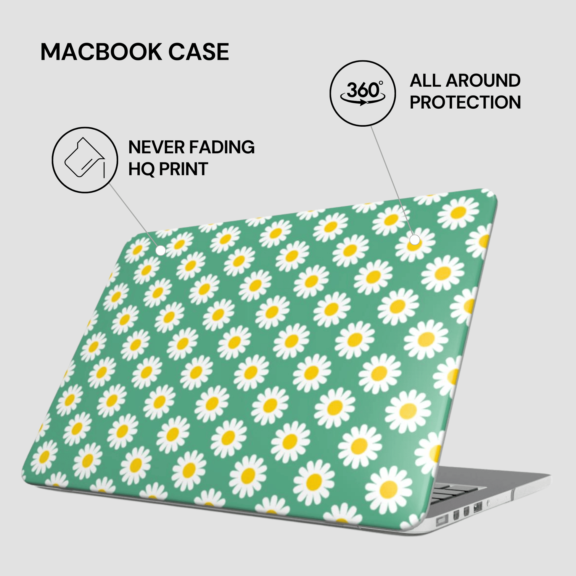 Laptop with a floral case on a white background