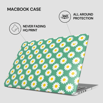 Laptop with a floral case on a white background