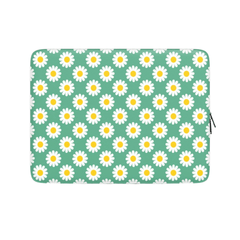 Laptop sleeve with daisy pattern on a green background