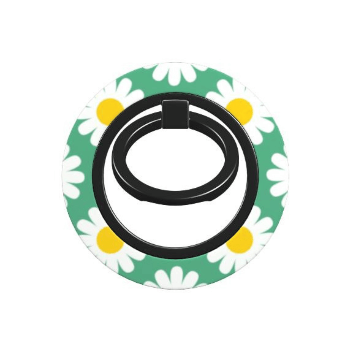Phone ring holder with daisy flower design on a white background