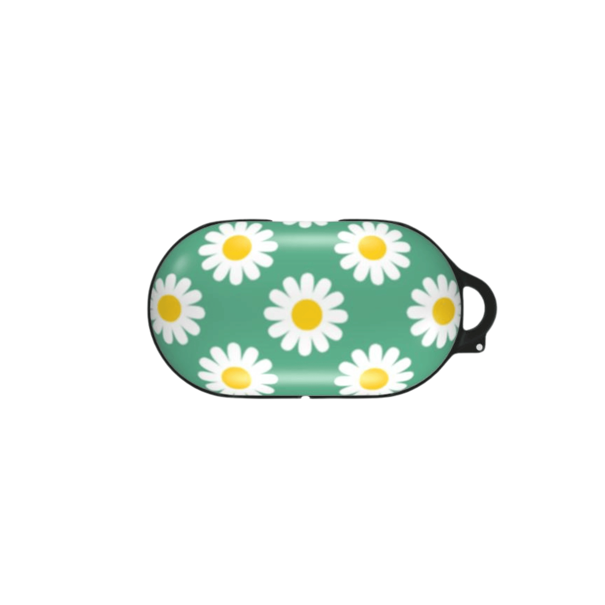 Sleep mask with daisy pattern on a green background