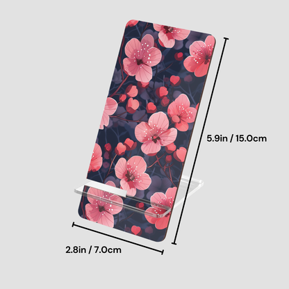 Floral-patterned product with dimensions on a light gray background